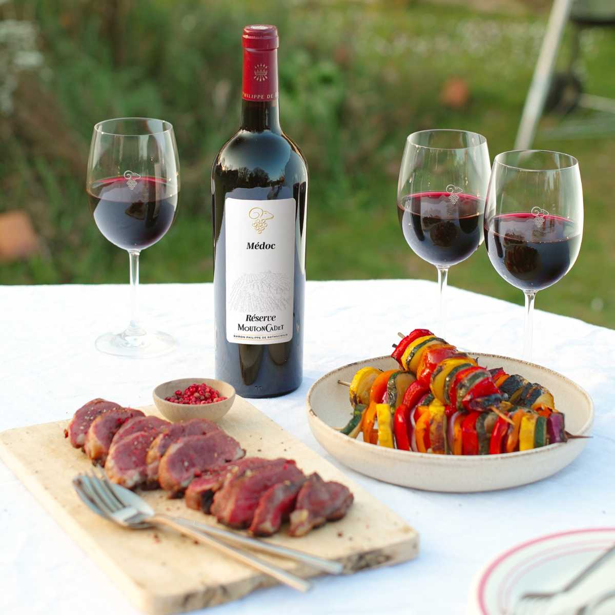 Magret de canard et brochettes de légumes d'été